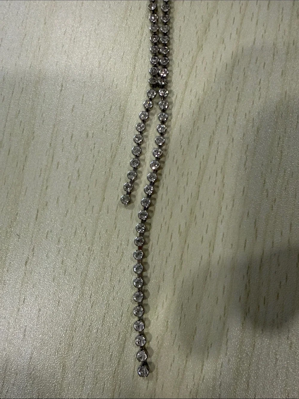 Silver Rhinestone Y-Drop Necklace - Picture 5 of 5